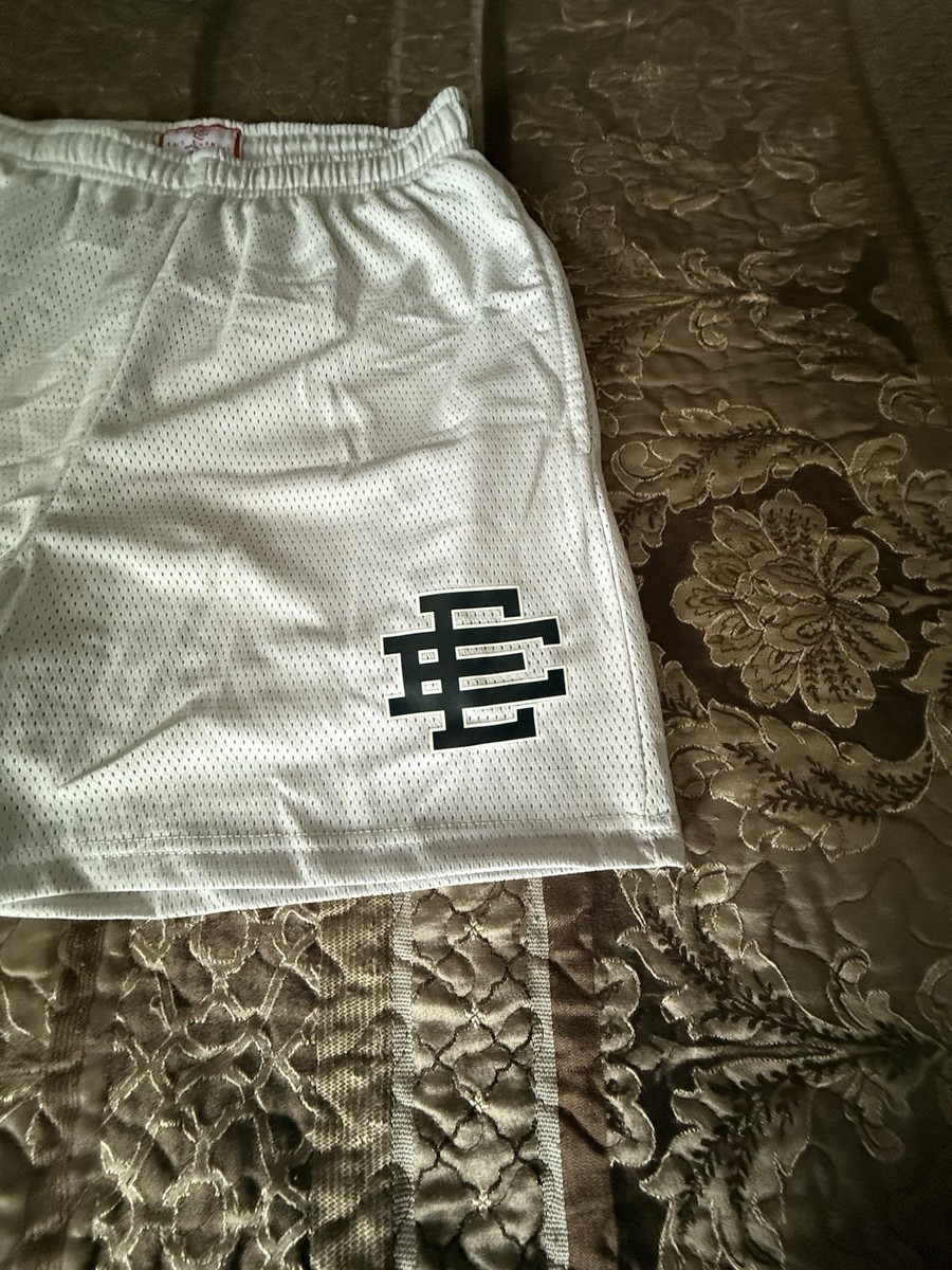 Eric Emanuel EE Shorts Basic White with Black Logo size Large View 2