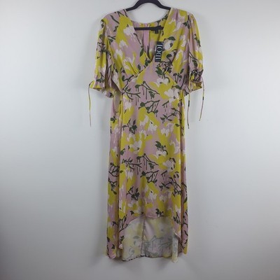 Topshop Idol Sommerkleid Größe 16 Blumenmuster Empire-Satin Midi ausgeschnitten neu mit Etikett