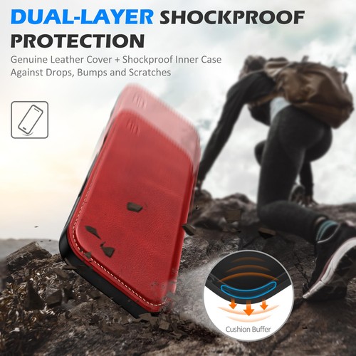 Custodia a portafoglio sottile in vera pelle per iPhone 17 Pro Max 6,9 pollici 2025 | Folio... - Foto 9 di 9