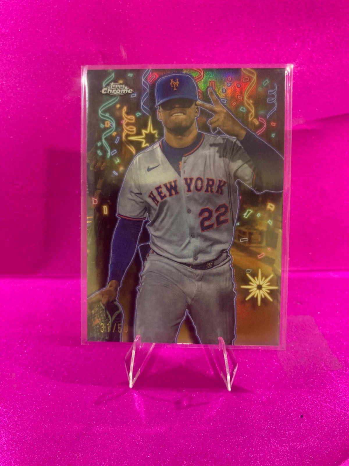 2025 Topps Chrome Update Celebracion SP Juan Soto Gold Refractor 31/50 Case Hit