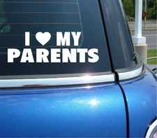 I HEART LOVE MY PARENTS FUNNY DECAL STICKER ART CAR WALL