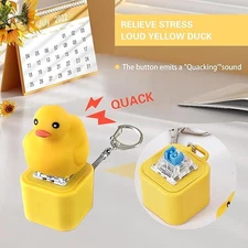 Yellow Duck Keychain Press to Quack-LED Sound Fidget Toy Stress Relief