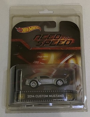 Hot Wheels Need For Speed 2014 Custom Mustang Silver W/Blue Racing Stripes +Case