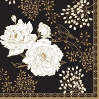 20 Servietten Art Deco & Flowers Modern Art Blumen Umrandung Elegant 33X33Cm