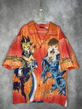 Vintage 1996 Yu-Gi-Oh Button Shirt All Over Print Anime Cartoon 90s Kids 12-14