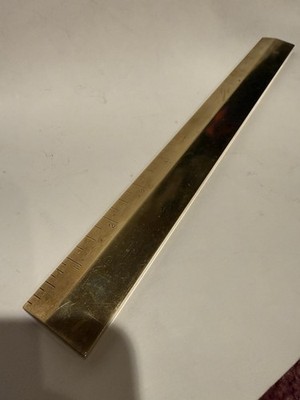 solid brass 12   inch ruler gold tone Vintage