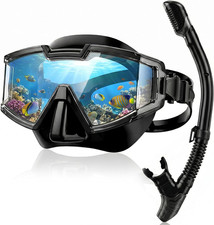 Snorkel Set for Adults, Snorkel Mask with Dry Snorkel, 180  Panoramic Anti-Fog a