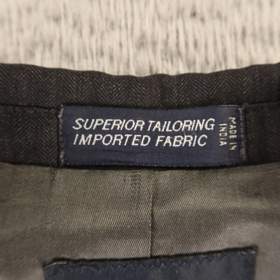 Chaqueta Nautica L 44R 100% Lana Gris Negro Espiga Auto Rayas Blazer Foto 3 de 4