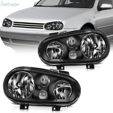 For 1999-2006 Volkswagen Golf Headlights Assembly Pair Black Housing Left+Right