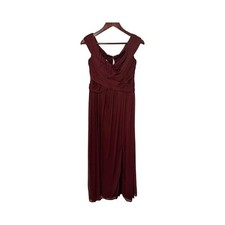Davids Bridal Burgundy Chiffon Bridesmaid Dress Womens Size 10