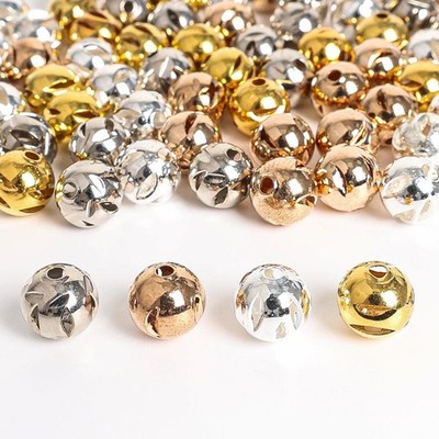 Silver Gold Round Spacer Beads for DIY Bracelet Necklace Jewelry Making 6MM 8MM
