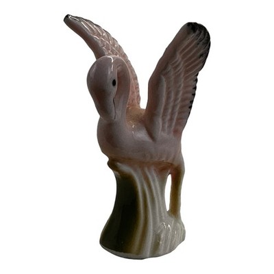 Vintage Miniature Bone China Pink Flamingo 2'' Tall wings up