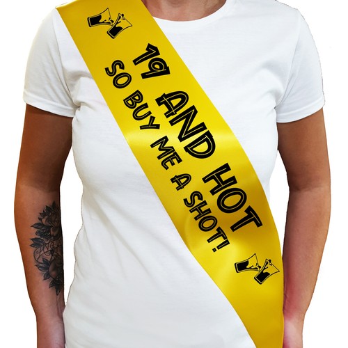 19 AND HOT BUY ME A SHOT SASH 19th Birthday Sash - Nineteenth Birthday Gift - Picture 3 of 18