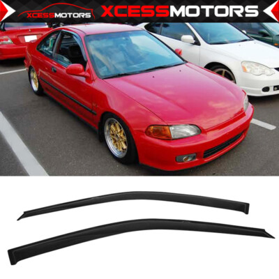 Fits 92-95 Honda Civic Coupe Hatchback Side Window Visors Deflectors 2Pcs Set