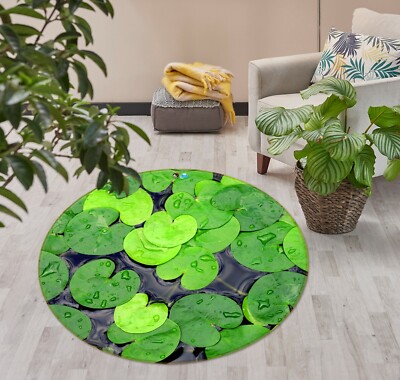 3D Pond Love Lotus Leaf ZHUA342 Game Non Slip Rug Mat Photo Carpet Amy
