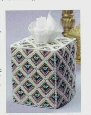 GOLDEN DIAMONDS TISSUE BOX COVER HOME DECOR PLASTIC CANVAS PATTERN INSTRUCTIONS 