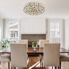 Tiffany Style Vintage Stained Glass Flush Mount Ceiling Light Pendant Lamp