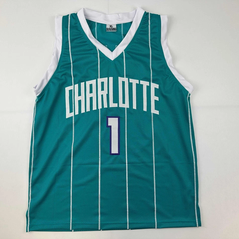 Camiseta deportiva para hombre LaMelo Ball Charlotte verde azulado reimpresión automática autografiada facsímil XL Foto 3 de 4