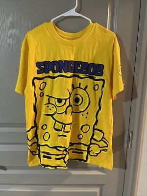 Nickelodeon SpongeBob Squarepants T-Shirt Yellow L Patrick Squidward Sandy Gary