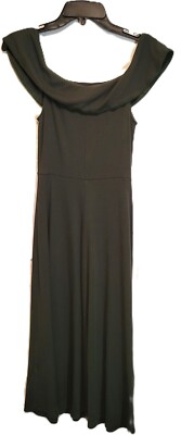 Who What Wear Dark Green Off the Shoulder Draped Sleeveless Summer Dress  Size S | eBay