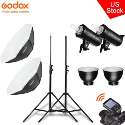 US 2X Godox SK400II 400W Studio Flash Head+Xpro Trigger+120cm Softbox Stand Kit