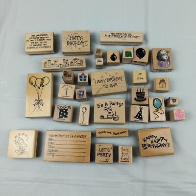 Happy Birthday Rubber Stamps Wishes Quotes Invitations Words Lot 