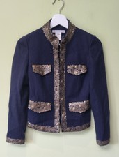 Reduced: Paul &joe Sister Women's Navy Wool Mix Dress Jacket Sequin Detail 36