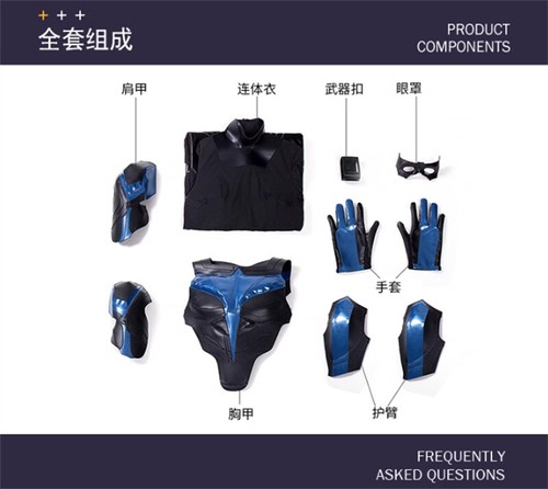 DC Comics Titans Season 3 Superhero Nightwing Cosplay Halloween Armor Bodysuit - Picture 13 of 15
