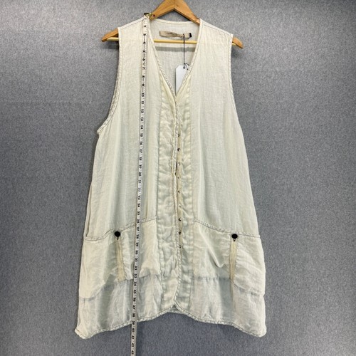 Cynthia Ashby Womens Large Linen Field Vest Eggshell Pockets Button Details NWT - Picture 9 of 15
