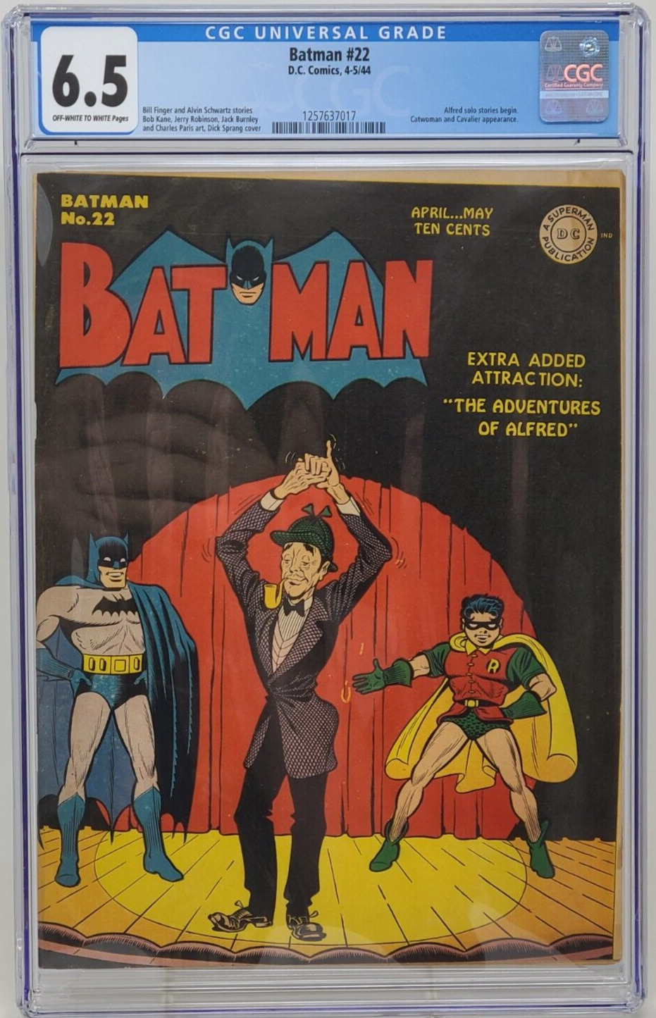 BATMAN #22 ~ DC 1944 ~ CGC 6.5 ~ 1ST ALFRED COVER