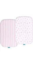 BILOBAN BASSINET FITTED SHEETS, PINK PRINT, 2 PACK