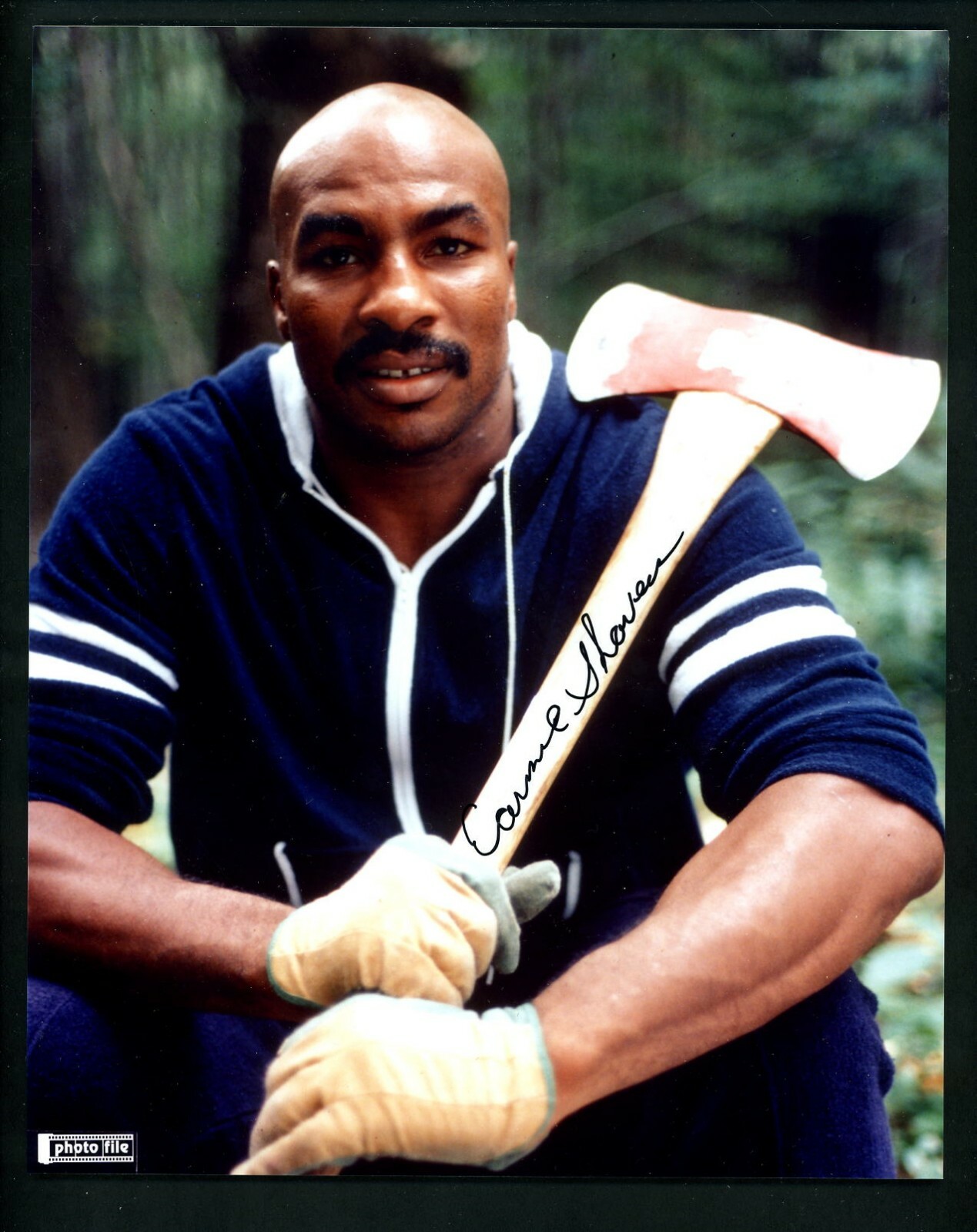 Ernie Shavers Signed Autographed 8 x 10 Photo with axe