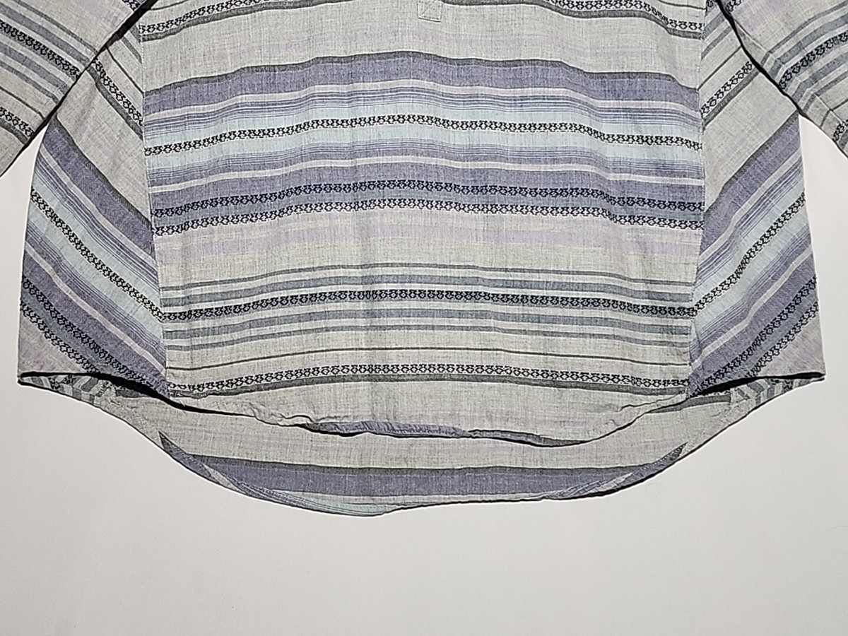 ジル J Jill Women's Boho Purple And Blue Striped Long Sleeve Shirt Size