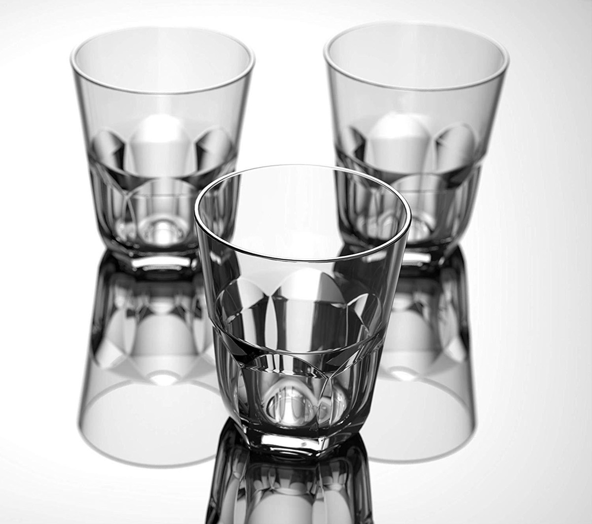 QG 15 oz Acrylic Plastic Glass Cup w/ Hexagonal Base Tumbler Set of 6 Smoke  Grey | eBay