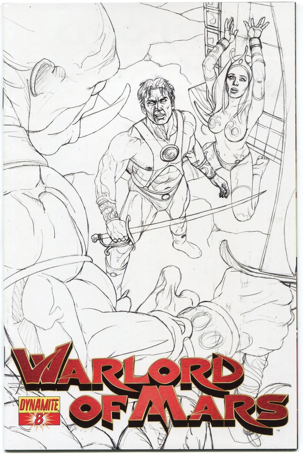 Warlord of Mars #8 Joe Jusko Black Sketch Variant Cover Dynamite 2011 VF/EX