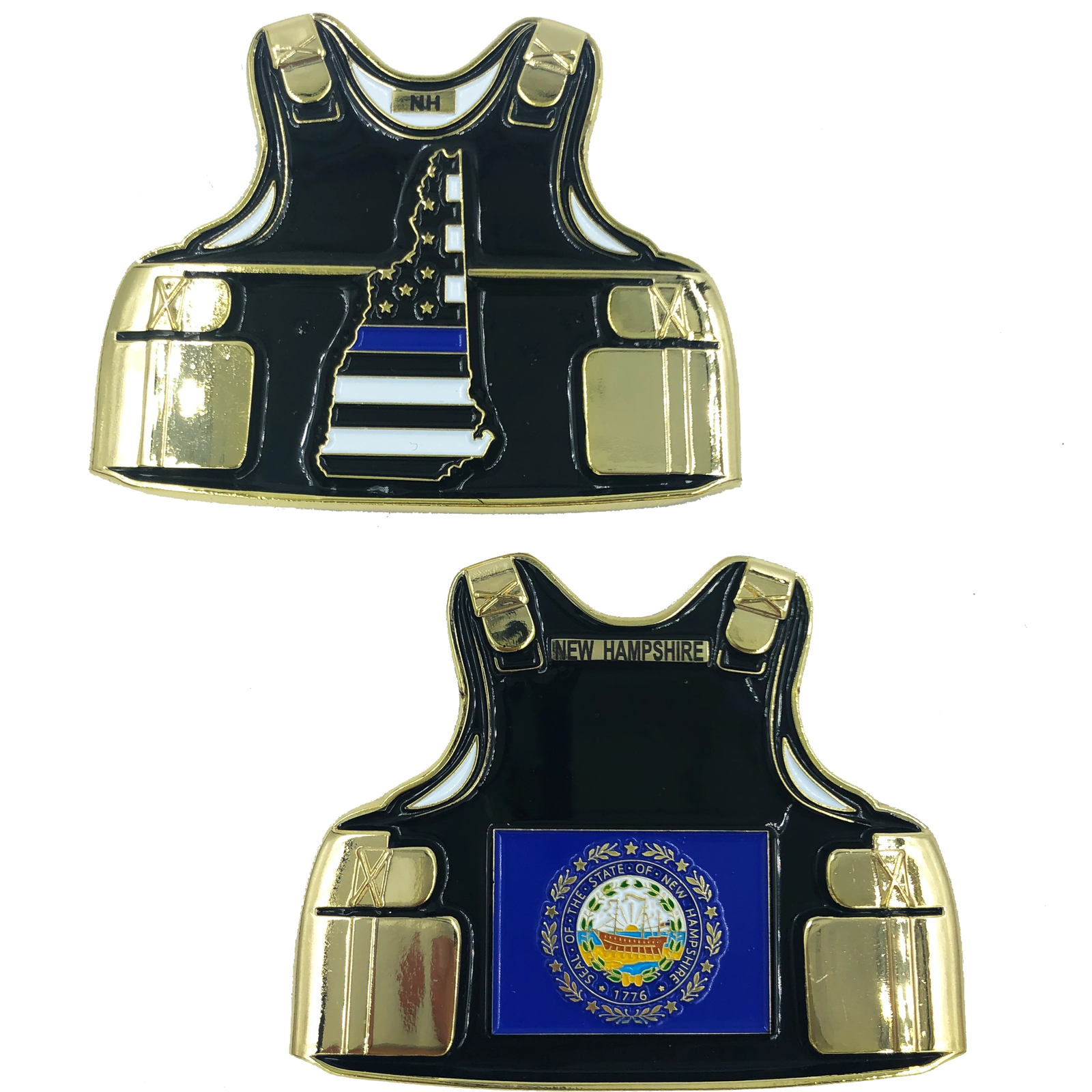 D020 New Hampshire LEO Thin Blue Line Police Body Armor State Flag