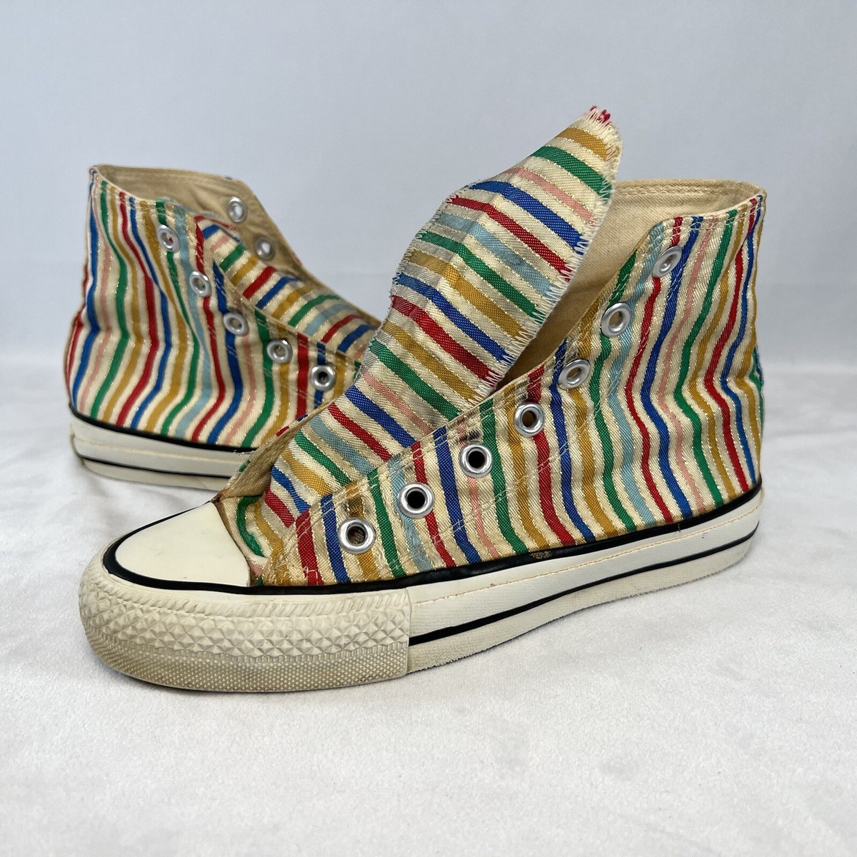 1980s Candy-Stripe and Gold Lurex Thread Converse Made in USA
