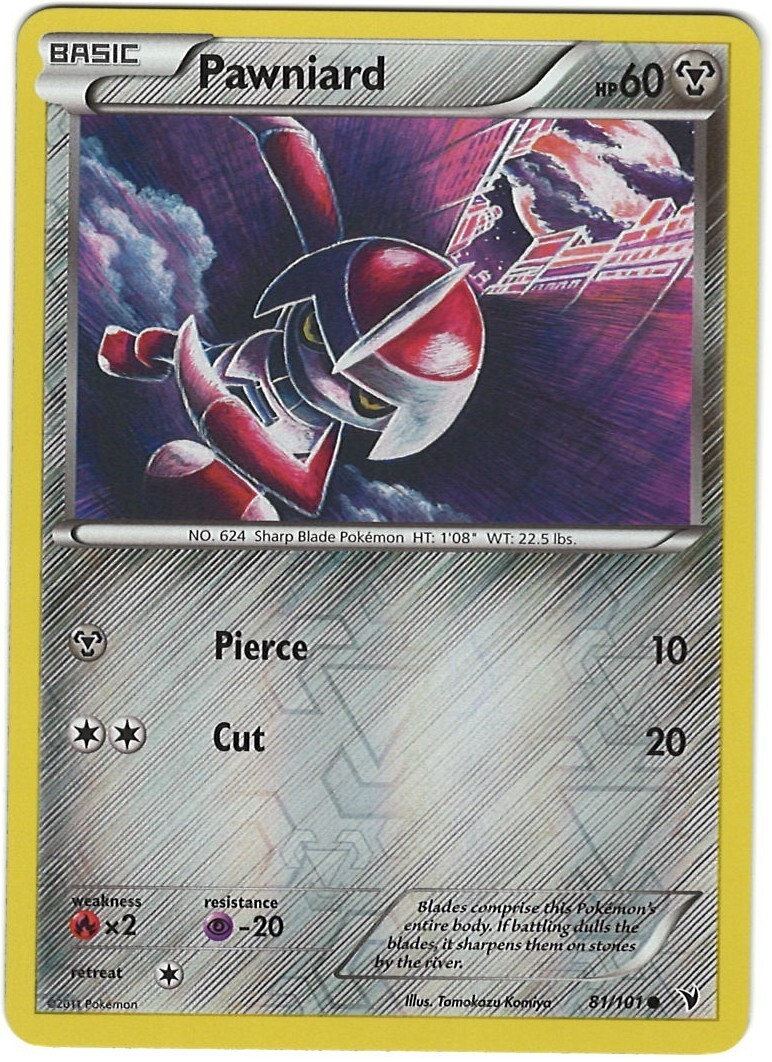 Pawniard 81/101  Pokemon Card Noble Victories Reverse Holo 60 HP  Near Mint