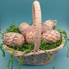 Crochet Lace Covered Eggs for Easter Spring Decor Handmade