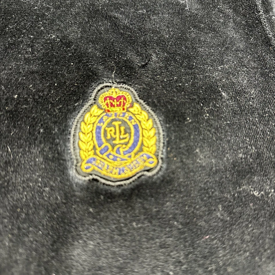Vintage Lauren Ralph Lauren Velour 1/4 Cremallera Chaqueta Sudadera Talla Mediana Cresta Foto 2 de 4