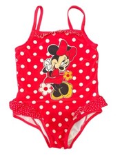 Girls Mickey Mouse One-Piece Swimsuit Red with Ruffles Size 5T