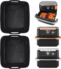 2PCS Ultra-Thin Silicone Air Fryer Liners for Ninja Foodi Flexdrawer Dual Airfry