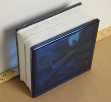 Vintage Blue Glass Block Brick Architectural Salvage  7.5" x 7.5" x 3 and 1/8"