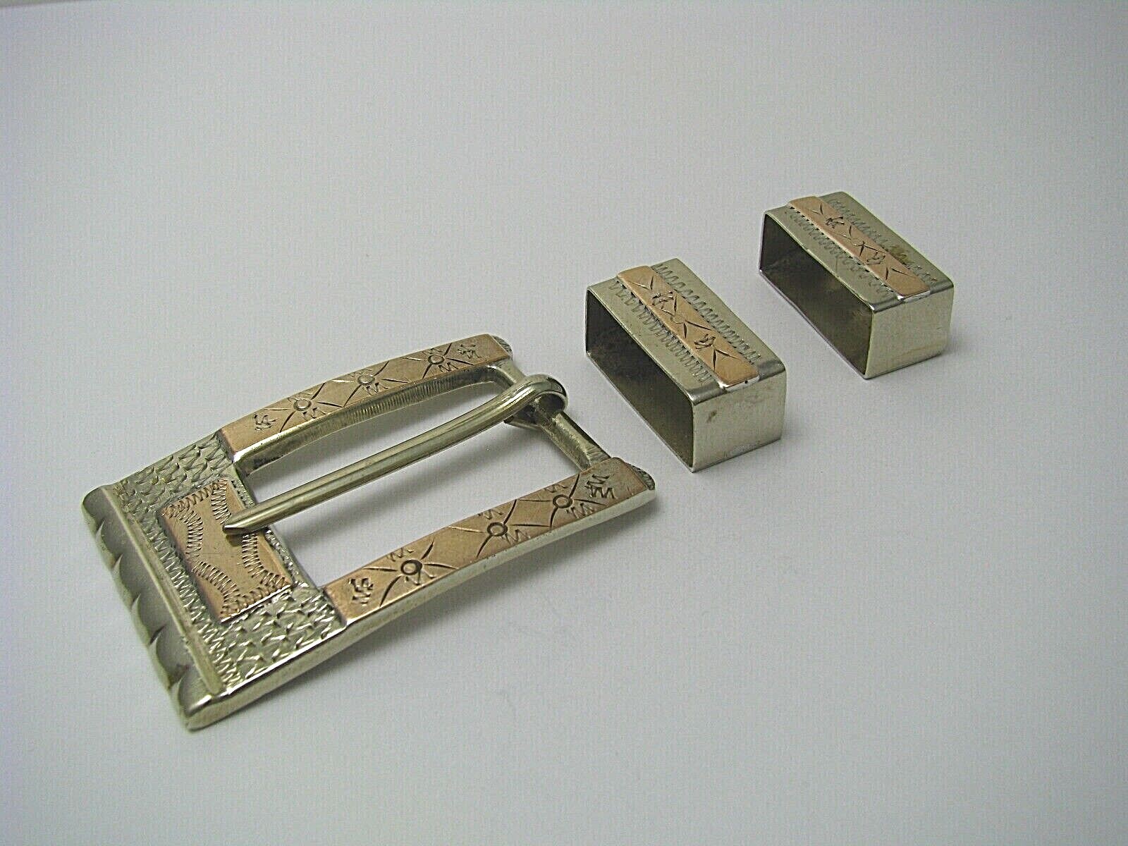 TAXCO MIXED METALS HANDCRAFTED STERLING SILVER BELT BUCKLE SILVER &COPPER Mexico