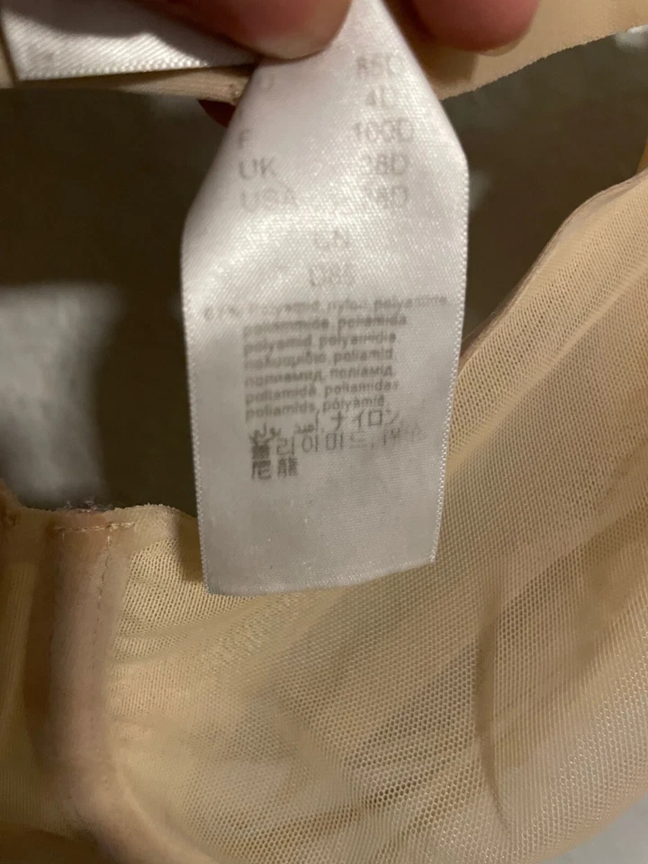 Sujetador Wolford Talla 38D Beige Malla Transparente Con Aros Neutro Íntimo Moderno DEFECTUOSO Foto 3 de 4
