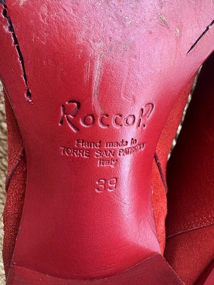 Suede Red boots Rocco P pre owned good MADE IN ITALY 39 - Image 4 of 4