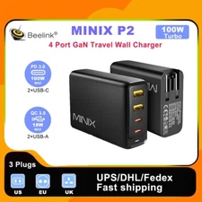 MINIX P2 100w GaN Travel charger office hub for phone tablet laptop console wall