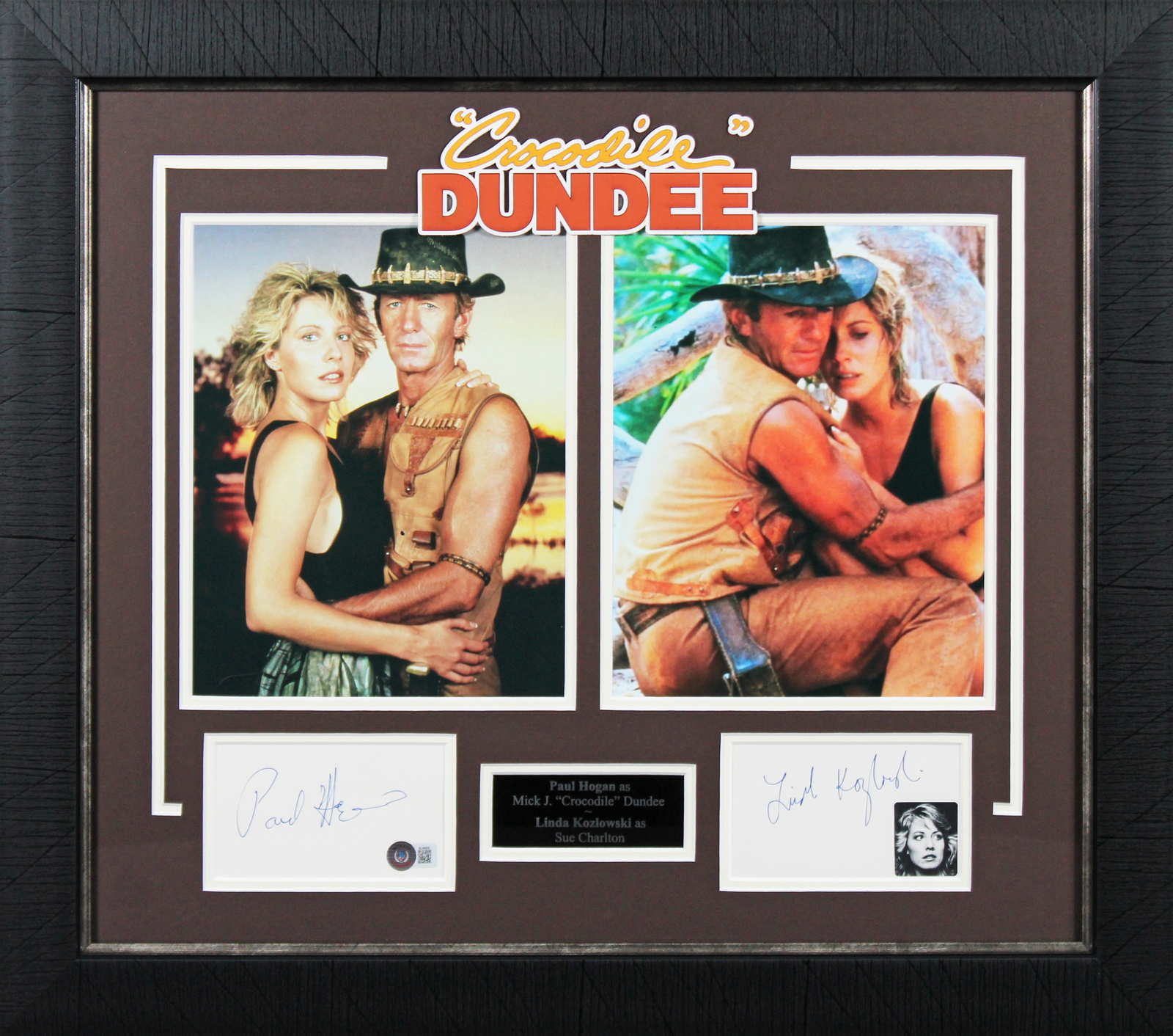 Paul Hogan Autographed Signed & Linda Kozlowski Crocodile Dundee Framed Display Beckett 