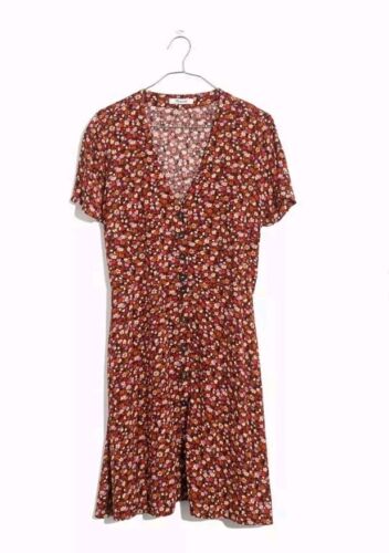 Madewell Mini Dress Size 4 Spring Prairie Floral Button Front V Neck Zip EUC - Picture 1 of 9