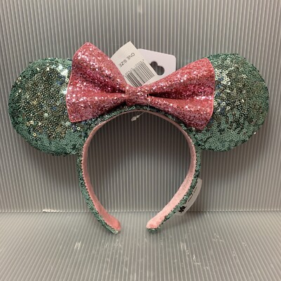Disney Pink and Teal Sequin Minnie Mouse Ears Disney~Parks Aqua Teal Minnie Mouse Ears Sequin Pink Sugar  main image 3